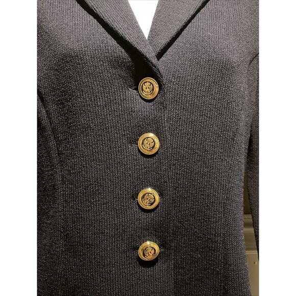 Vtg St John Basic Santana Knit Navy Blue Jacket Gold Tone Buttons W/eagles Sz 2 - Picture 4 of 11